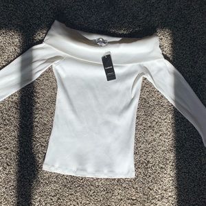 White ribbed off the shoulder top